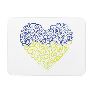 Spiral swirls mehandi heart Ukrainian flag colors Magnet