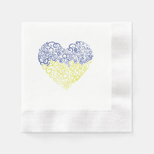 Spiral swirls mehandi heart Ukrainian flag colors Napkins