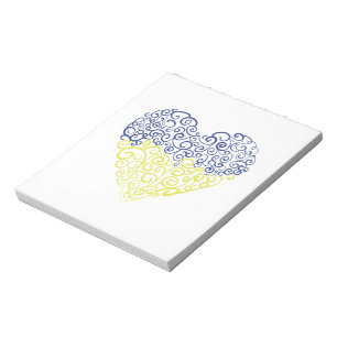 Spiral swirls mehandi heart Ukrainian flag colors Notepad