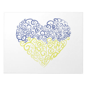 Spiral swirls mehandi heart Ukrainian flag colors Notepad