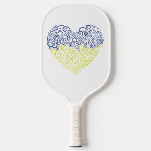 Spiral swirls mehandi heart Ukrainian flag colors Pickleball Paddle
