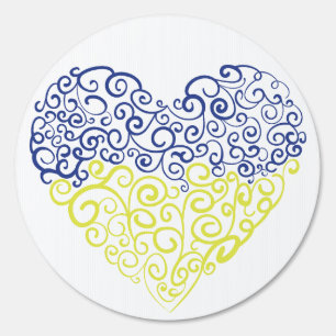 Spiral swirls mehandi heart Ukrainian flag colors Sign