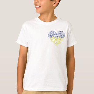 Spiral swirls mehandi heart Ukrainian flag colors T-Shirt