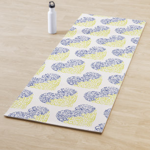 Spiral swirls mehandi heart Ukrainian flag colors Yoga Mat