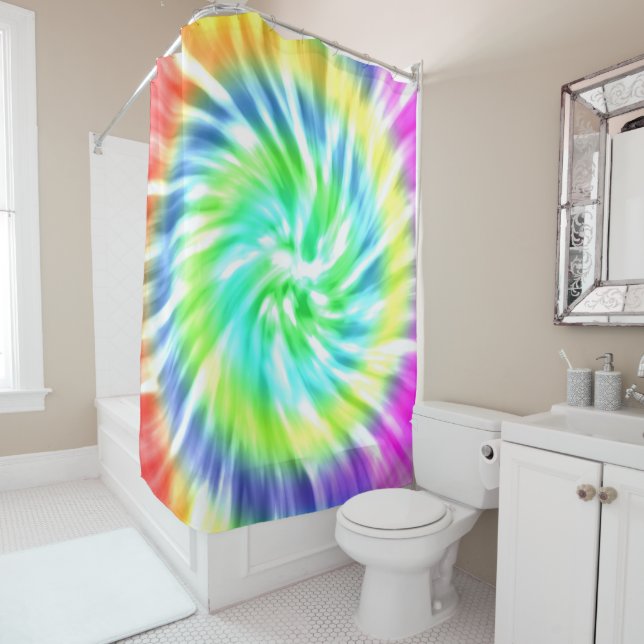 Spiral Tie Dye Design Shower Curtain (In Situ)