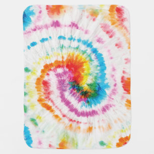 Spiral tie-dye, rainbow swirl pattern baby blanket