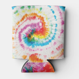 Spiral tie-dye, rainbow swirl pattern can cooler