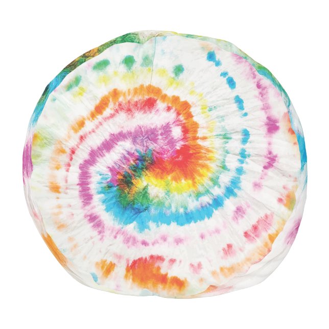 Spiral tie-dye, rainbow swirl pattern pouf (Bottom)