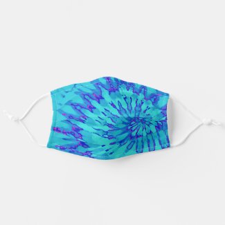 Spiral Tie Dye Teal and Blue Cloth Face Mask