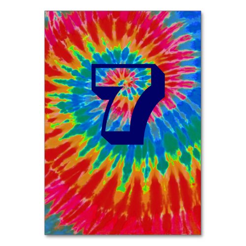 Spiral Tie Dye Wedding Table Seven Table Number