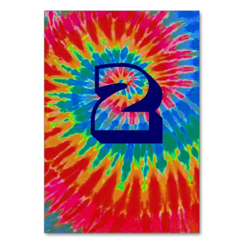 Spiral Tie Dye Wedding Table Two Table Number