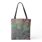 spiral tree and circles tote bag