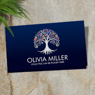 Spiral Tree of Life - color swirl foliage Business Card
