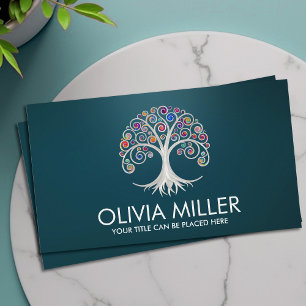 Spiral Tree of Life - color swirl foliage Business Card