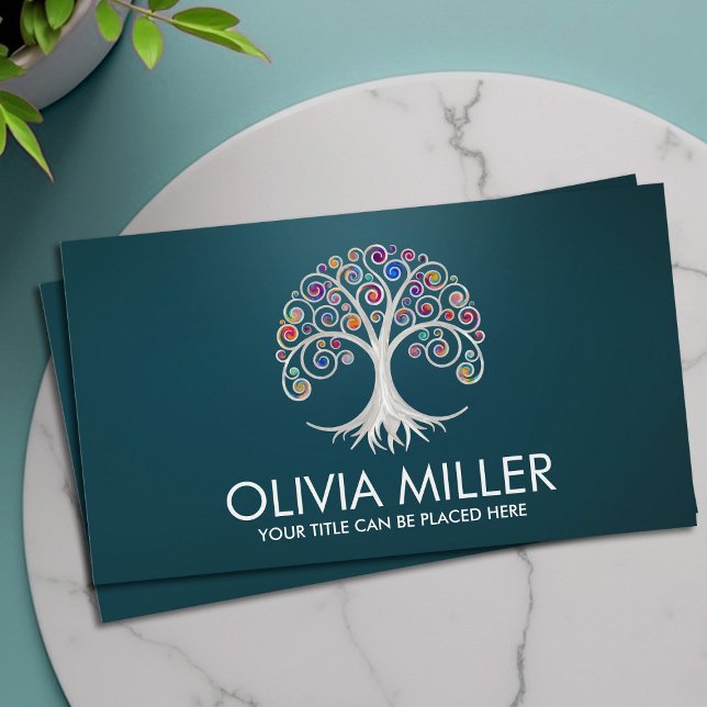 Spiral Tree of Life -  color swirl foliage Business Card (Creator Uploaded)