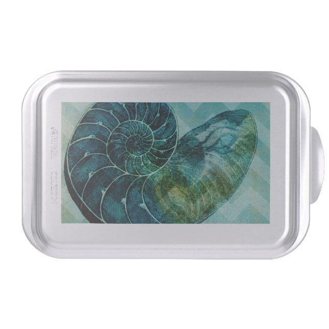 Spiral Turquoise Conch Shell Cake Pan (Front)