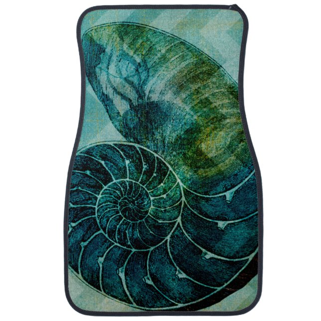 Spiral Turquoise Conch Shell Car Mat (Front)