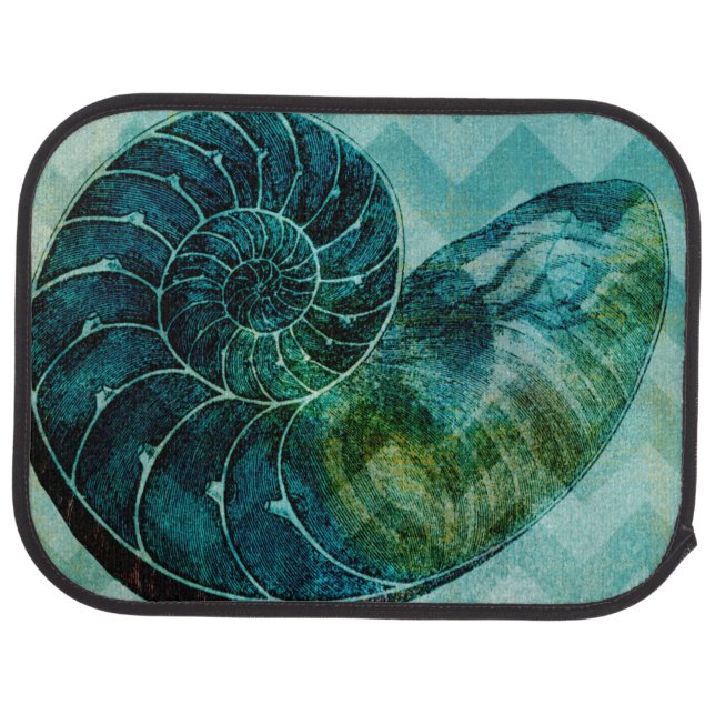 Spiral Turquoise Conch Shell Car Mat (Rear)