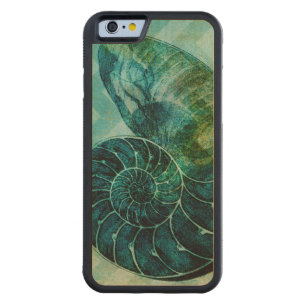 Spiral Turquoise Conch Shell Carved Maple iPhone 6 Bumper Case