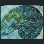 Spiral Turquoise Conch Shell iPad Smart Cover<br><div class="desc">In this vivid image,  you can see in vintage natural and unique style of the turquoise Conch shell up close. This unique type of art has black shading to accent the spiraling of this conch shell. Get this conch shell with an turquoise background on your product today.</div>