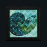 Spiral Turquoise Conch Shell Jewelry Box<br><div class="desc">In this vivid image,  you can see in vintage natural and unique style of the turquoise Conch shell up close. This unique type of art has black shading to accent the spiraling of this conch shell. Get this conch shell with an turquoise background on your product today.</div>