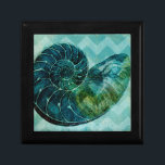 Spiral Turquoise Conch Shell Jewelry Box<br><div class="desc">In this vivid image,  you can see in vintage natural and unique style of the turquoise Conch shell up close. This unique type of art has black shading to accent the spiraling of this conch shell. Get this conch shell with an turquoise background on your product today.</div>
