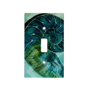 Spiral Turquoise Conch Shell Light Switch Cover