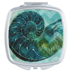 Spiral Turquoise Conch Shell Mirror For Makeup
