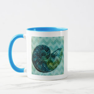 Spiral Turquoise Conch Shell Mug