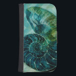 Spiral Turquoise Conch Shell Galaxy S4 Wallet Case<br><div class="desc">In this vivid image,  you can see in vintage natural and unique style of the turquoise Conch shell up close. This unique type of art has black shading to accent the spiraling of this conch shell. Get this conch shell with an turquoise background on your product today.</div>