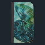 Spiral Turquoise Conch Shell Galaxy S4 Wallet Case<br><div class="desc">In this vivid image,  you can see in vintage natural and unique style of the turquoise Conch shell up close. This unique type of art has black shading to accent the spiraling of this conch shell. Get this conch shell with an turquoise background on your product today.</div>