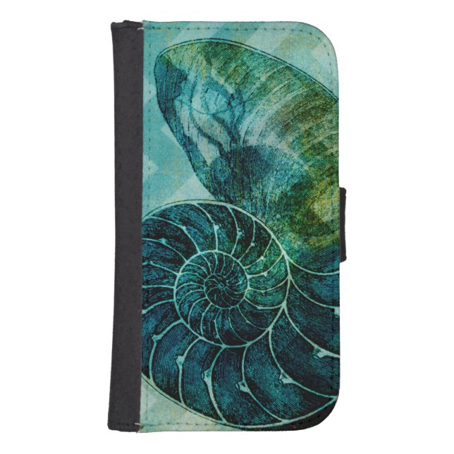 Spiral Turquoise Conch Shell Samsung Galaxy Wallet Case (Front)
