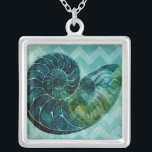 Spiral Turquoise Conch Shell Silver Plated Necklace<br><div class="desc">In this vivid image,  you can see in vintage natural and unique style of the turquoise Conch shell up close. This unique type of art has black shading to accent the spiraling of this conch shell. Get this conch shell with an turquoise background on your product today.</div>