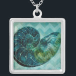 Spiral Turquoise Conch Shell Silver Plated Necklace<br><div class="desc">In this vivid image,  you can see in vintage natural and unique style of the turquoise Conch shell up close. This unique type of art has black shading to accent the spiraling of this conch shell. Get this conch shell with an turquoise background on your product today.</div>