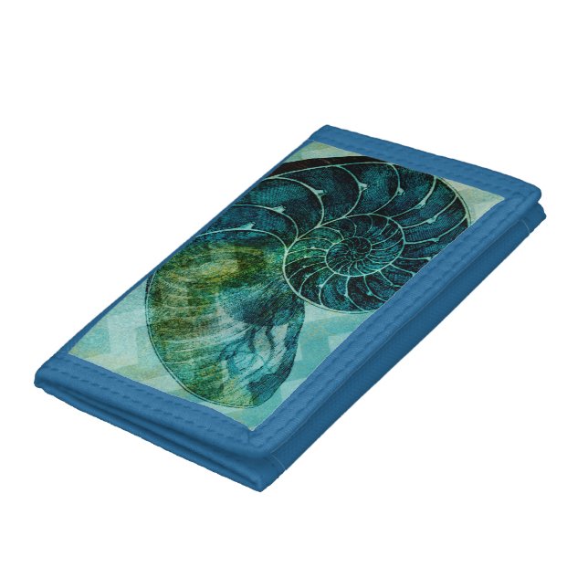 Spiral Turquoise Conch Shell Trifold Wallet (Bottom)