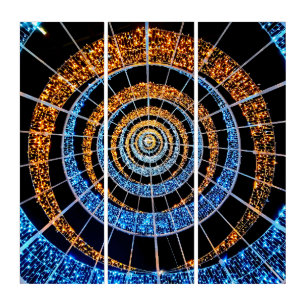 Spiral Twinkle Lights Triptych – Holiday Glow Art