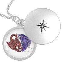 Spiral Unicorn Dragon Yin Yang Locket Necklace