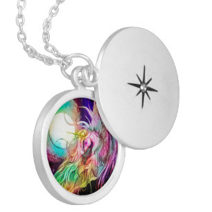 Spiral Unicorn Dragon Yin Yang Locket Necklace