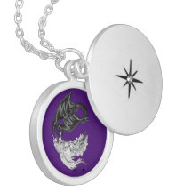 Spiral Unicorn Dragon Yin Yang Locket Necklace