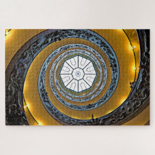 Spiral Vatican Art Stairway Blue Yellow  Puzzle