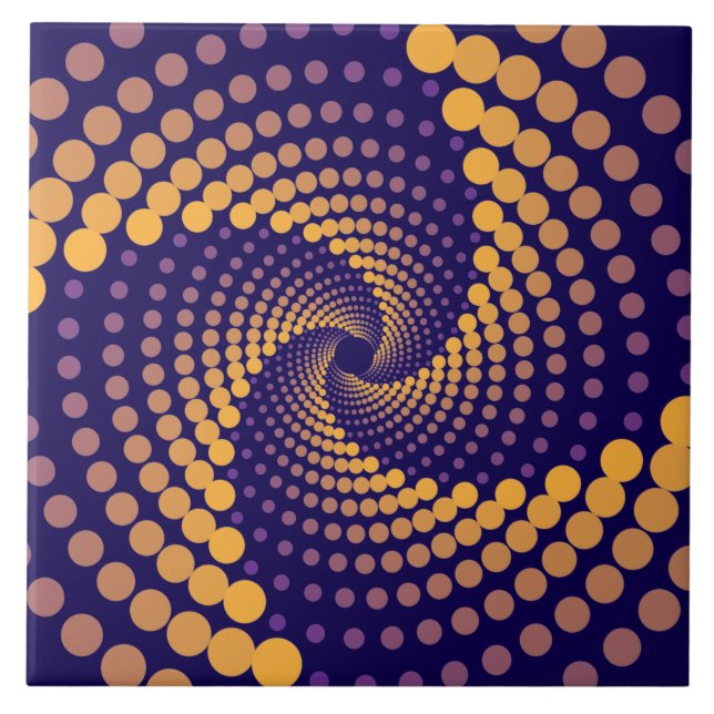 Spiral Vortex pattern Ceramic Tile (Front)