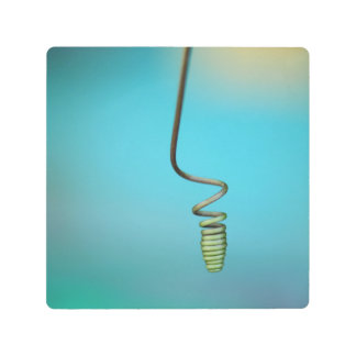 Spiral Wire Thread Blue Abstract Photo Tile Metal Print