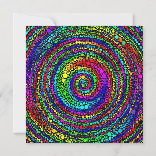 Spiral with Rainbow Dots Invite