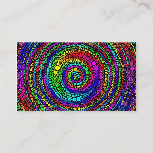 Spiral with Rainbow Dots Business Card (Front)