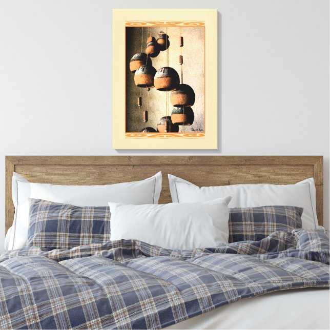 Spiraled Clay Wind Chimes Still Life Canvas Print (Insitu(Bedroom))