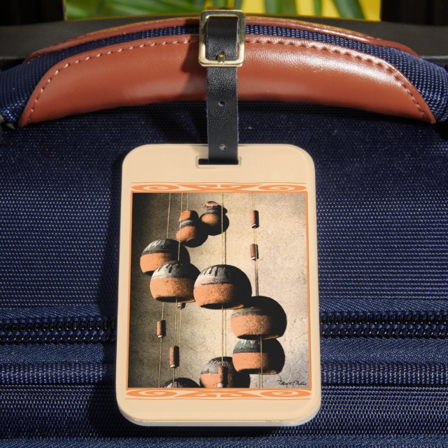 Spiraled Clay Wind Chimes Still Life Luggage Tag (Front Insitu 2)