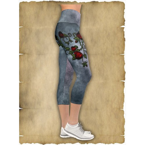 Spiraled Splendor A Rose Vine Tale Capri Leggings