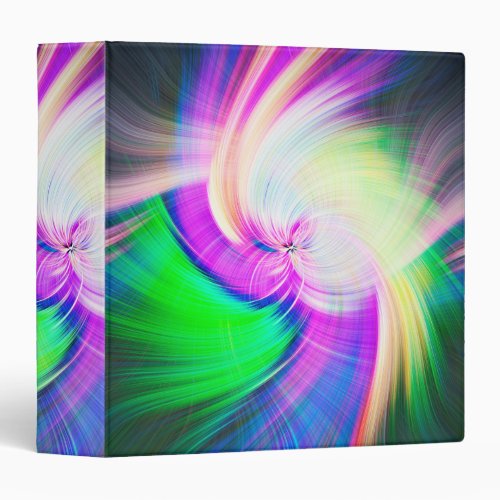 SPIRALFLUO _ Psychedelic Colorful Modern Fractal _ 3 Ring Binder