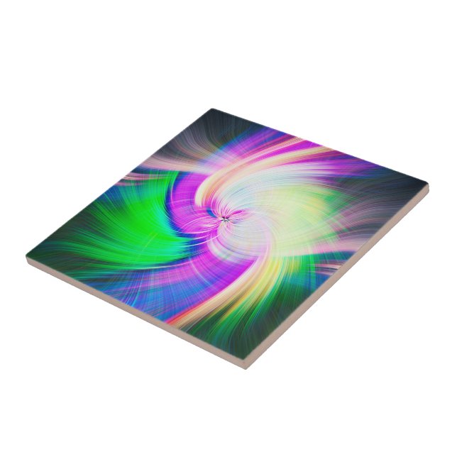 SPIRALFLUO - Psychedelic Colorful Modern Fractal - Ceramic Tile (Side)