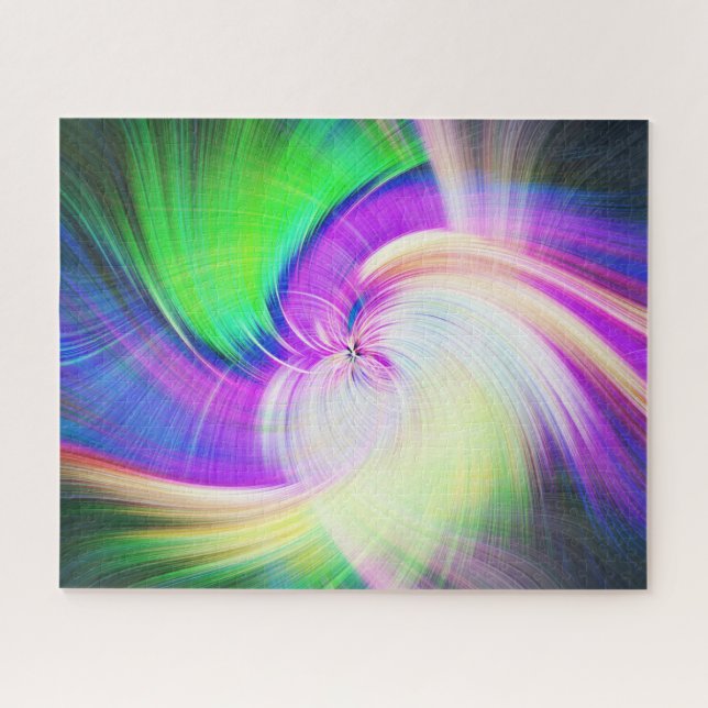SPIRALFLUO - Psychedelic Colorful Modern Fractal - Jigsaw Puzzle (Horizontal)